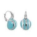 Lauren G. Adams Bamboo Stripe Earrings (Silver & Baby Blue)